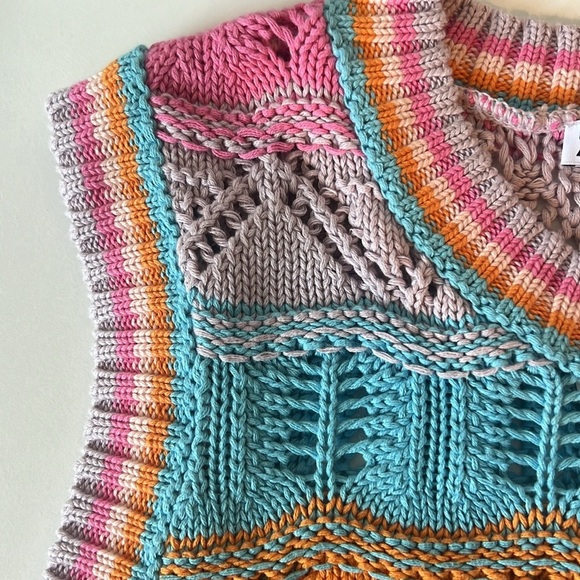 NWT Zara Chunky Knit Sleeveless Sweater Multicolor - Picture 4 of 8